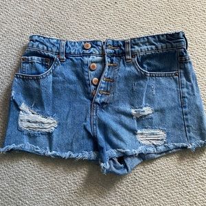 forever 21 high waisted button up shorts